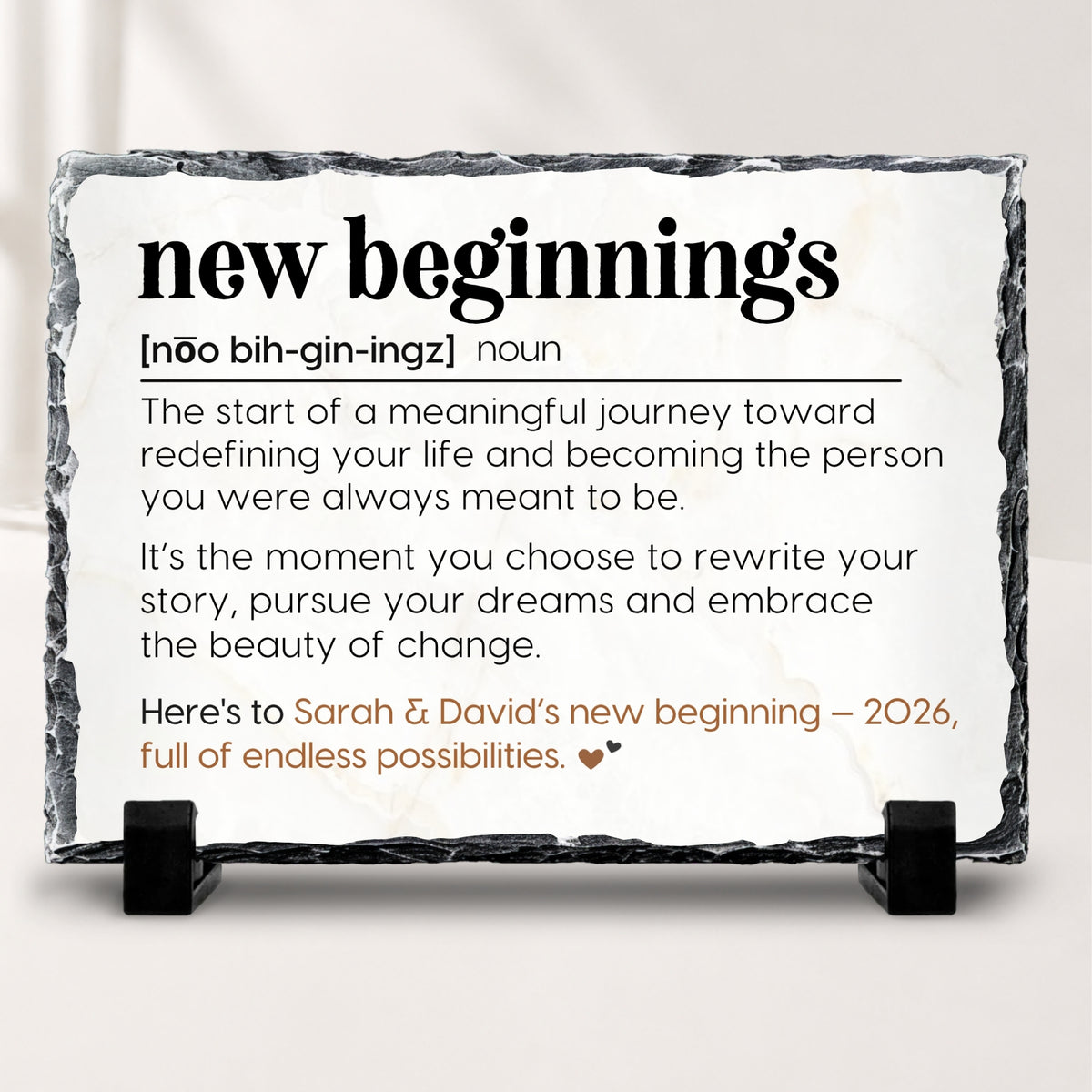 Personalized New Beginnings stone plaque fresh start gift
