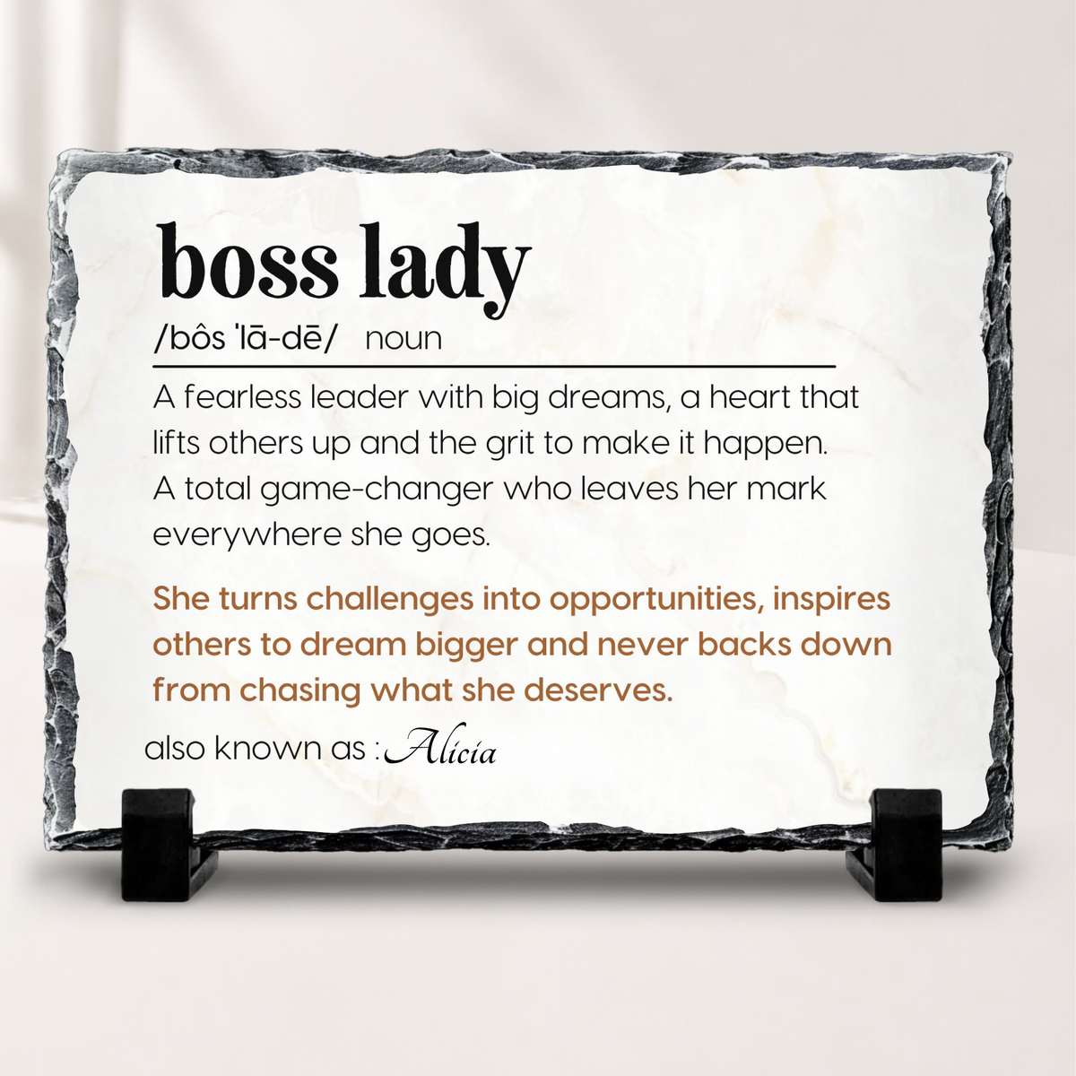Boss Lady stone plaque gift for female boss or woman leader