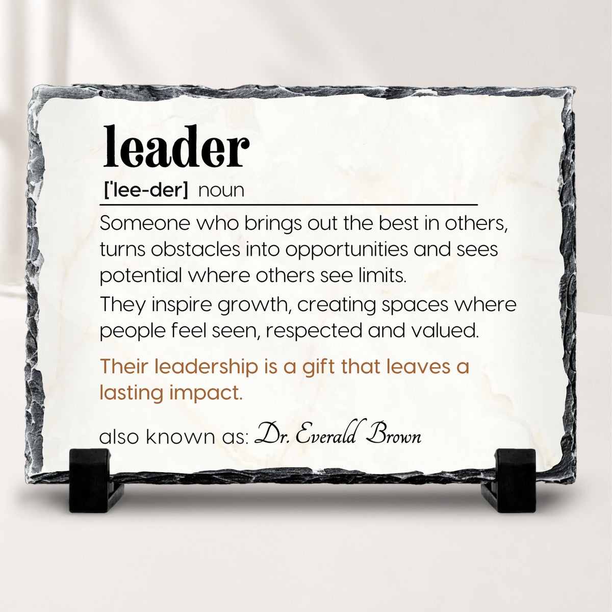 Personalized Leader Definition stone plaque leadership appreciation gift