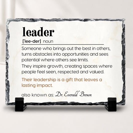 Personalized Leader Definition stone plaque leadership appreciation gift