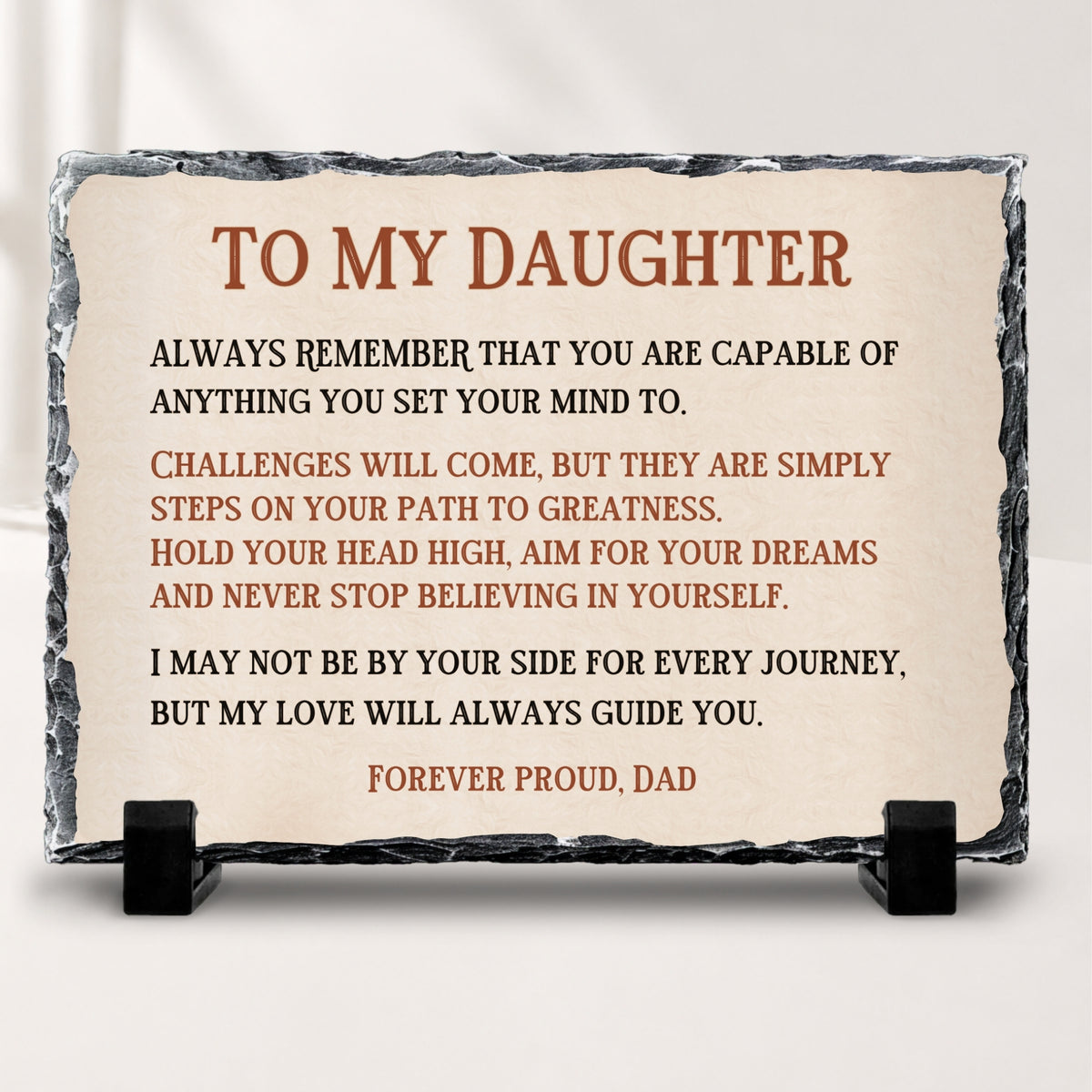 Personalized daughter stone plaque inspirational gift from Mom or Dad