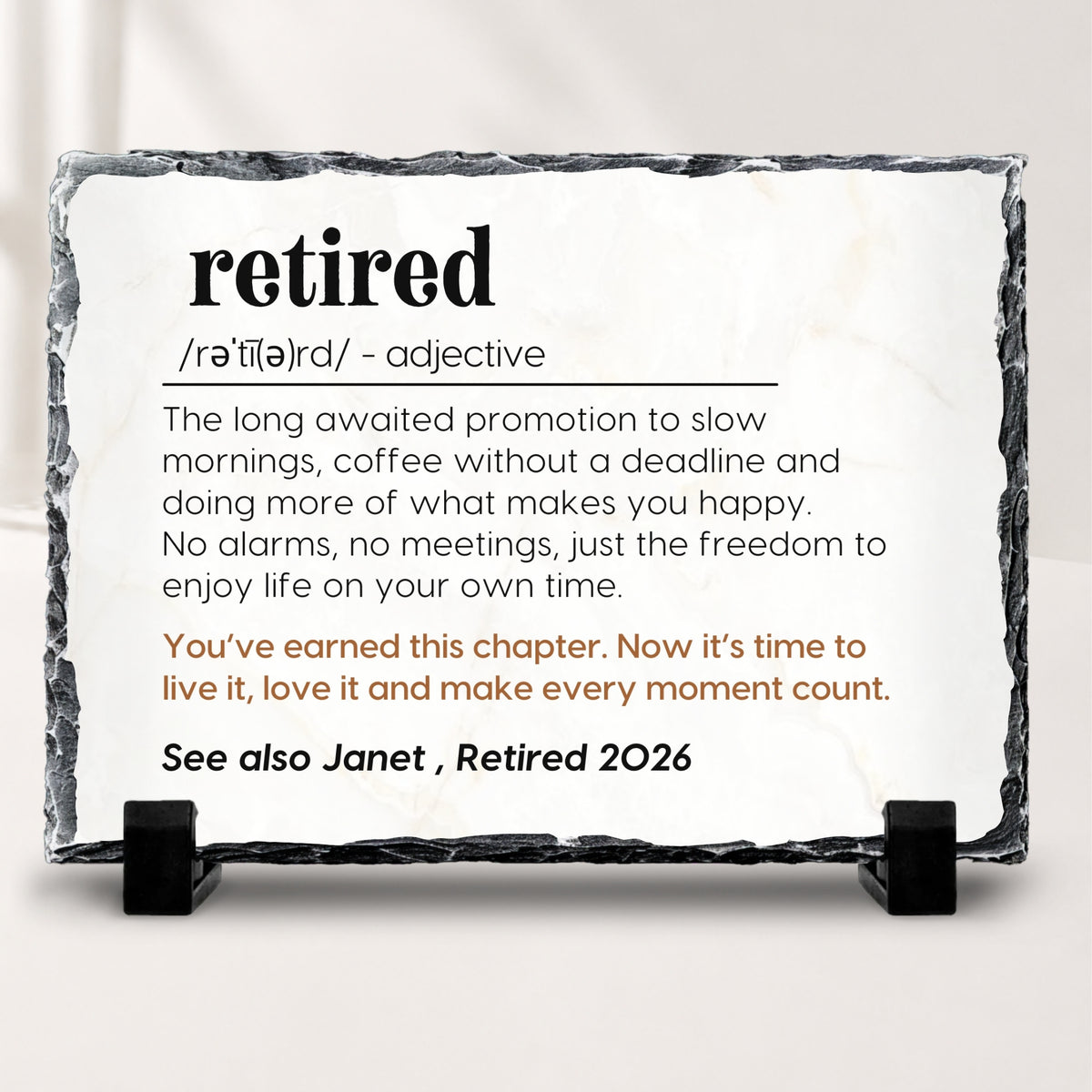 Personalized retirement stone plaque meaningful new chapter keepsake