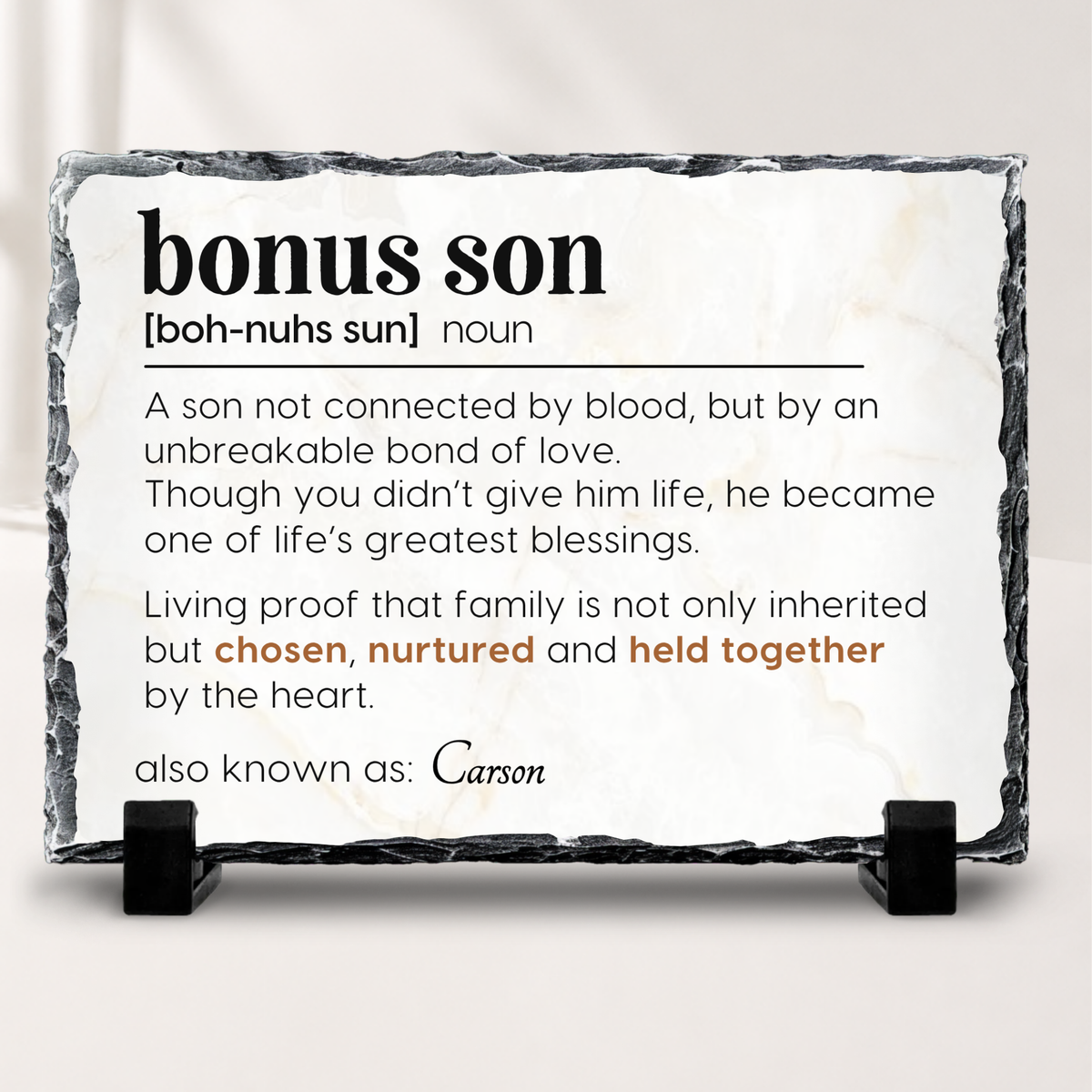 Personalized Bonus Son definition stone plaque custom gift for him