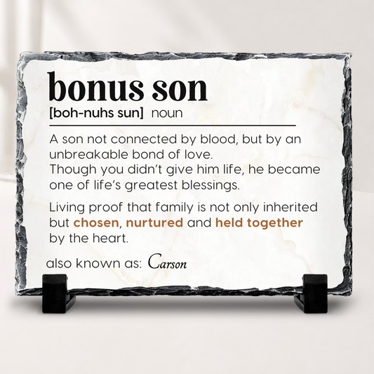 Personalized Bonus Son definition stone plaque custom gift for him
