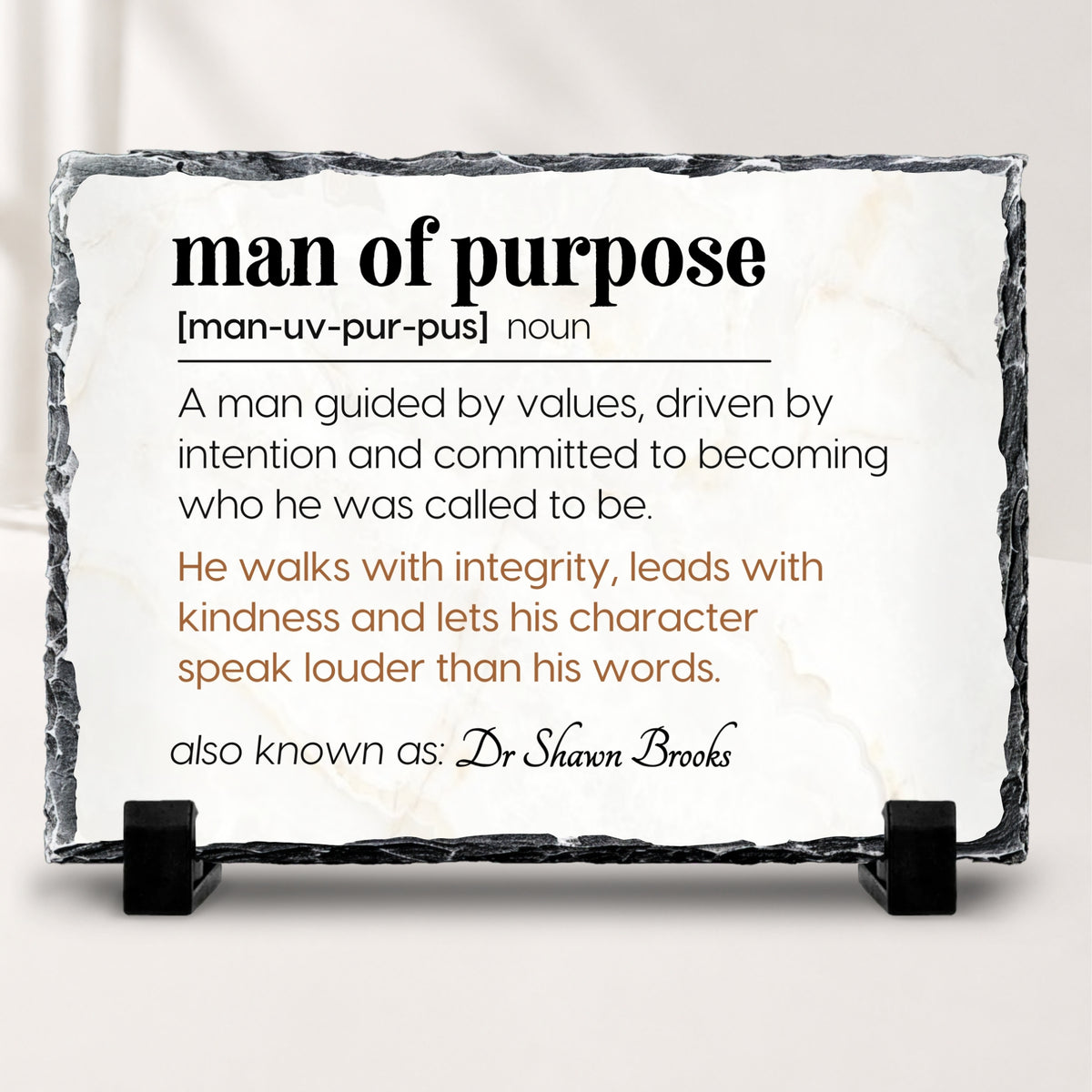 Personalized Man of Purpose stone plaque inspirational gift for men