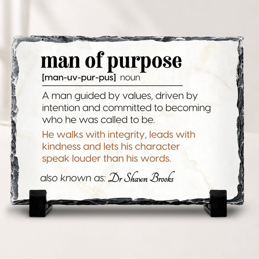 Personalized Man of Purpose stone plaque inspirational gift for men