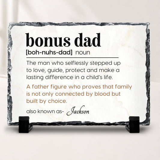 Personalized Bonus Dad Definition Stone Plaque, Meaningful Stepdad Gift