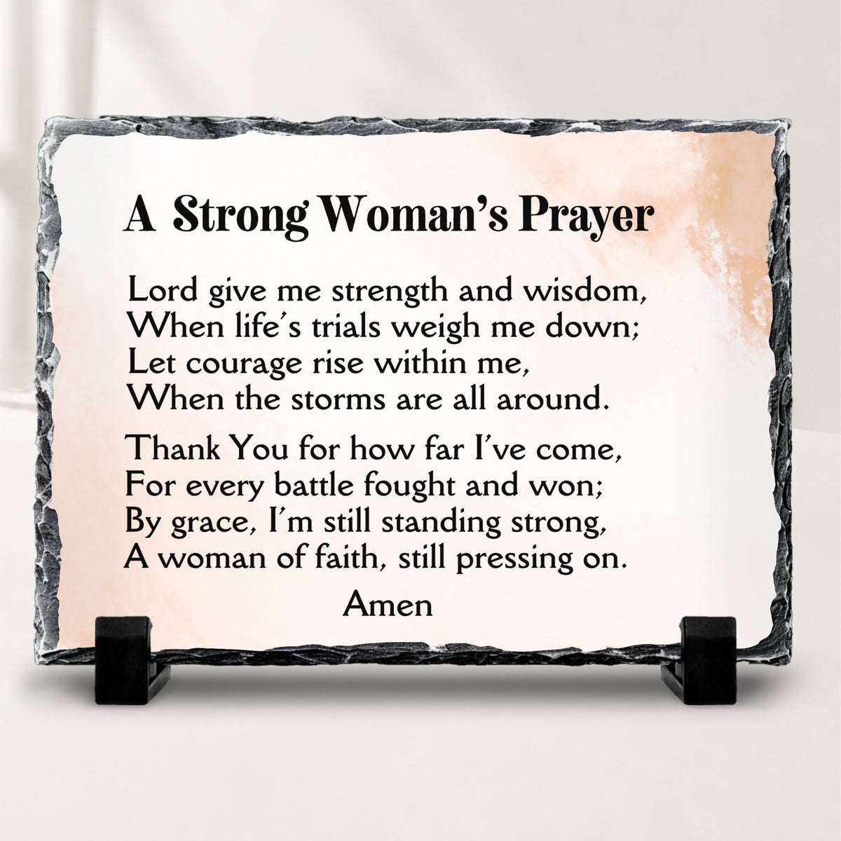 A Strong Woman’s Prayer Stone Plaque, Christian Encouragement Gift for Her