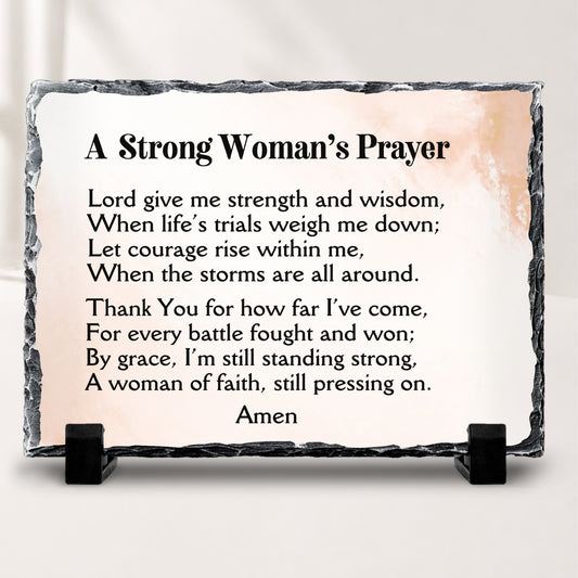 A Strong Woman’s Prayer Stone Plaque, Christian Encouragement Gift for Her