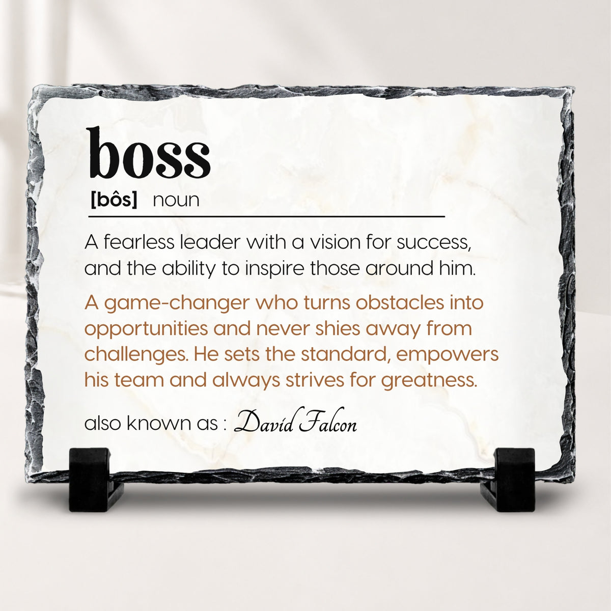 Personalized boss appreciation stone plaque gift for male boss