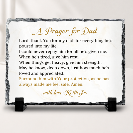 Personalized Prayer for Dad stone plaque Christian gift for father