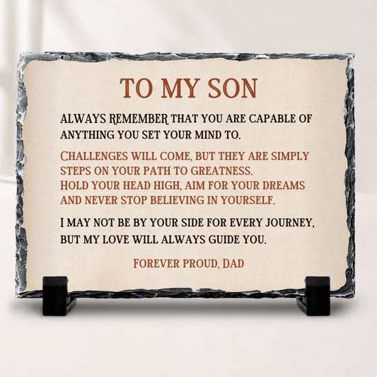 Personalized son stone plaque inspirational gift from Mom or Dad