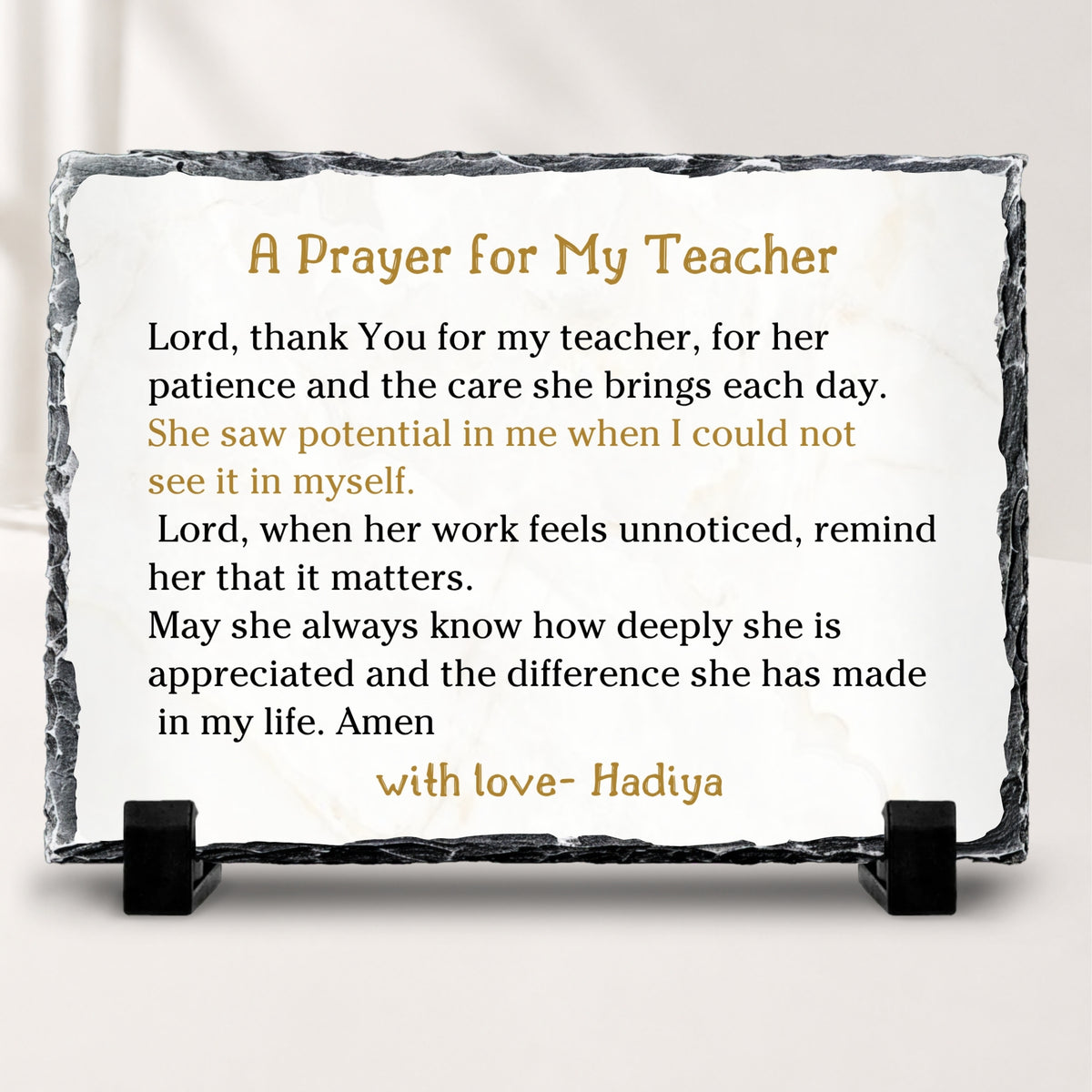 Prayer for My Teacher stone plaque personalized teacher appreciation gift