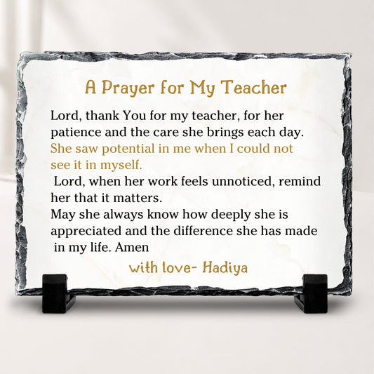 Prayer for My Teacher stone plaque personalized teacher appreciation gift