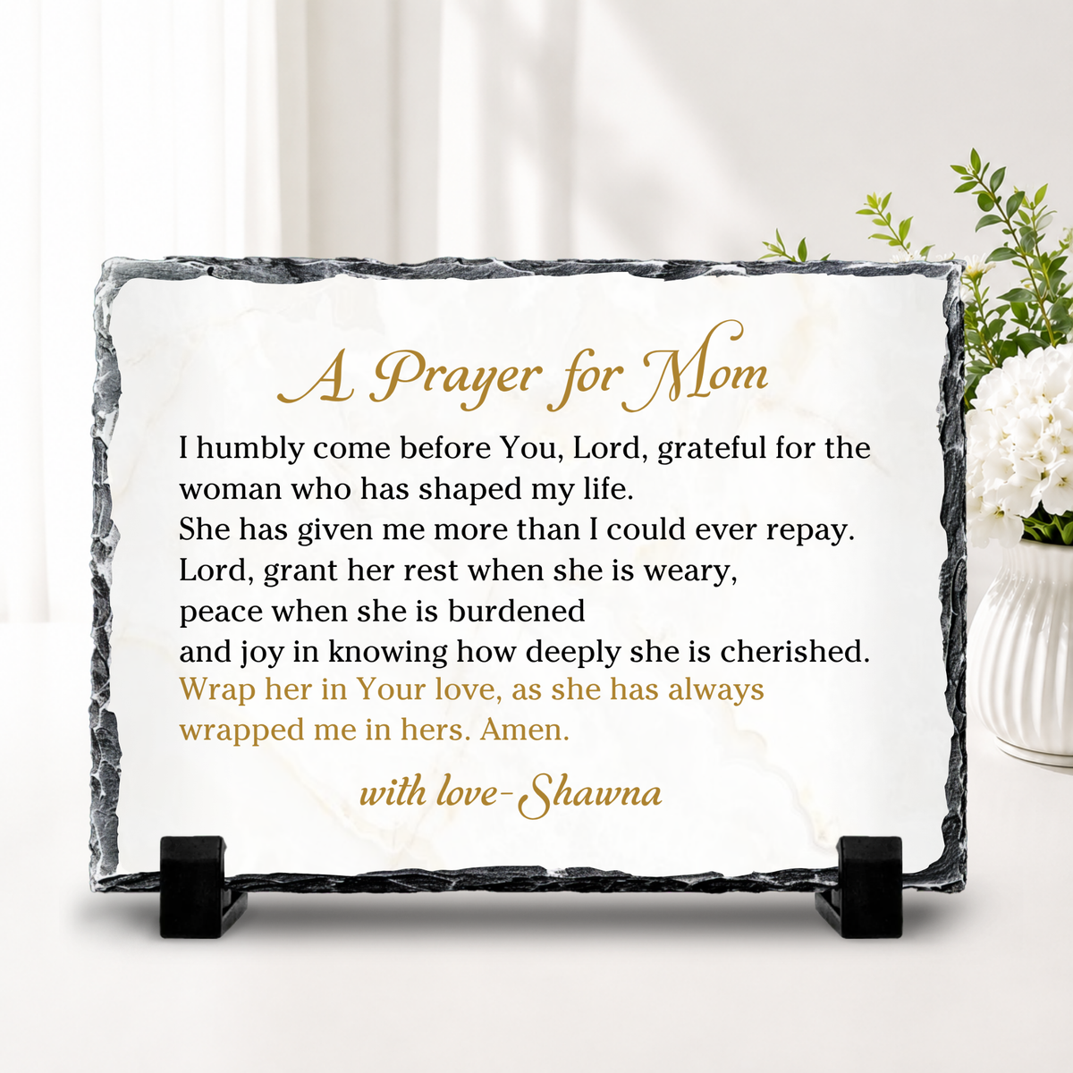 Meaningful prayer plaque for mom from son or daughter