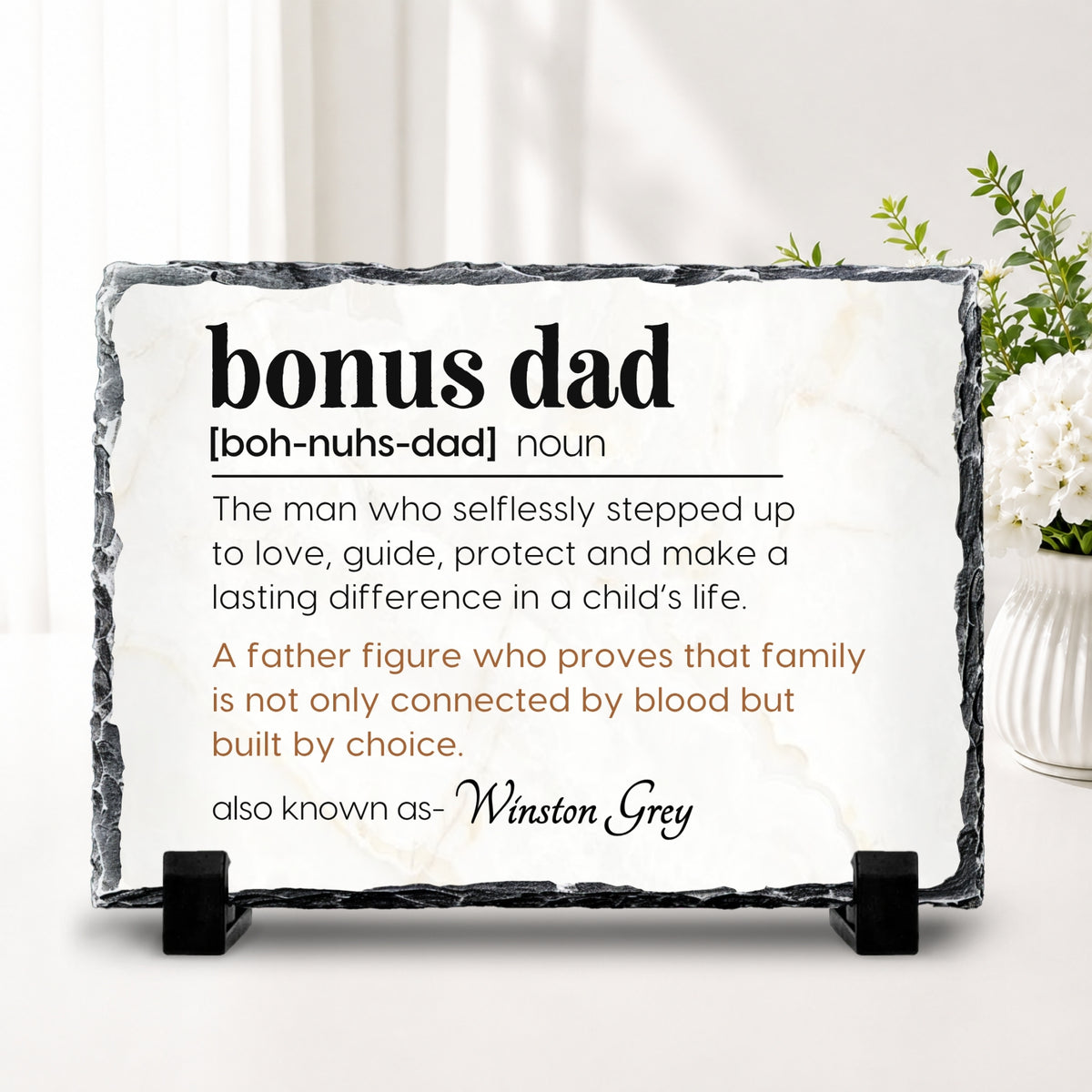 Personalized Bonus Dad Definition Stone Plaque, Meaningful Stepdad Gift