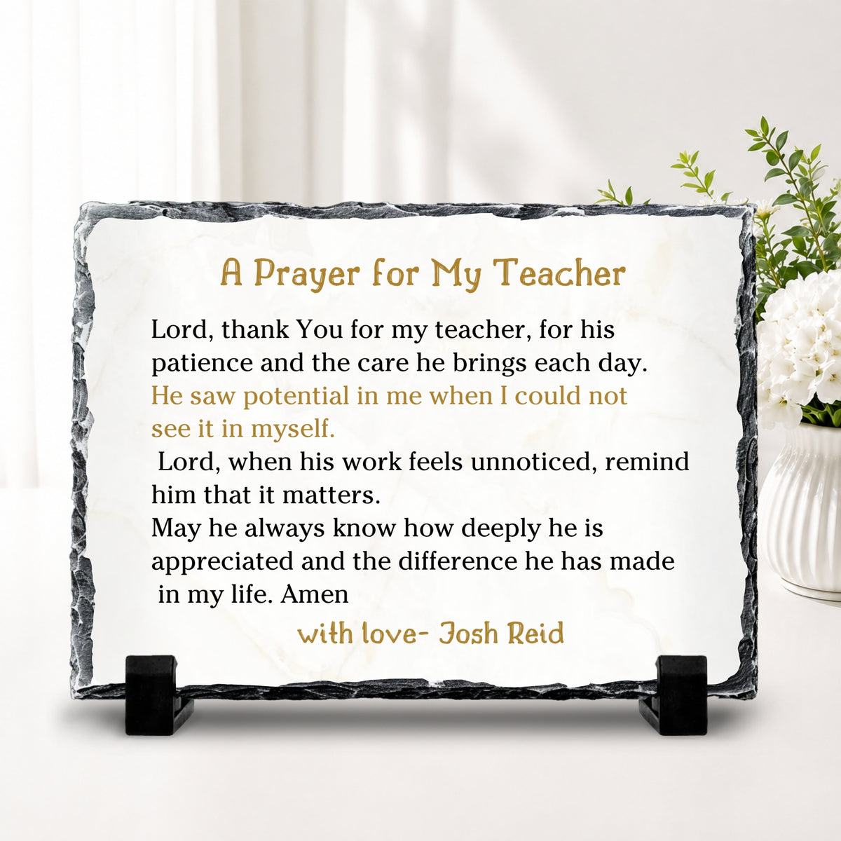 Female teacher appreciation prayer stone plaque