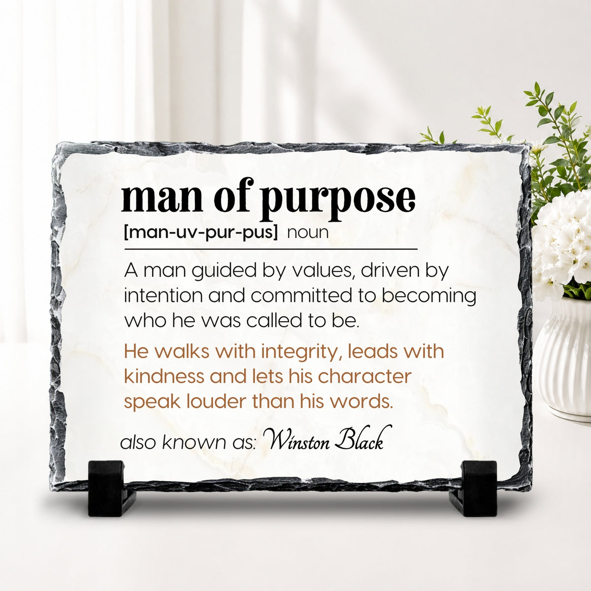 Man of Purpose definition gift personalized with his name