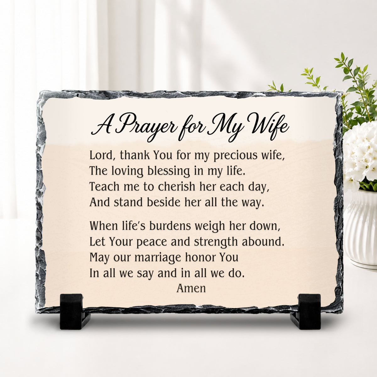 Personalized Prayer for Wife Stone Plaque, Christian Marriage Gift