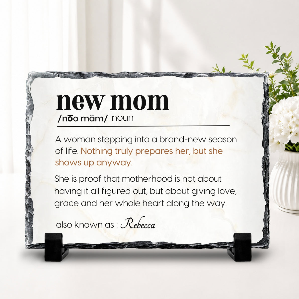 First time mom keepsake personalized with her name