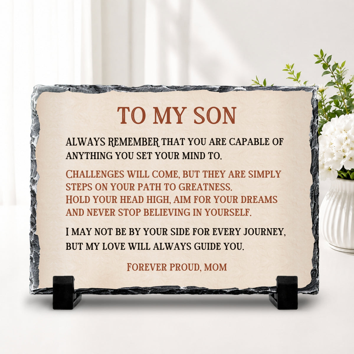 Meaningful gift for son from parent personalized stone keepsake