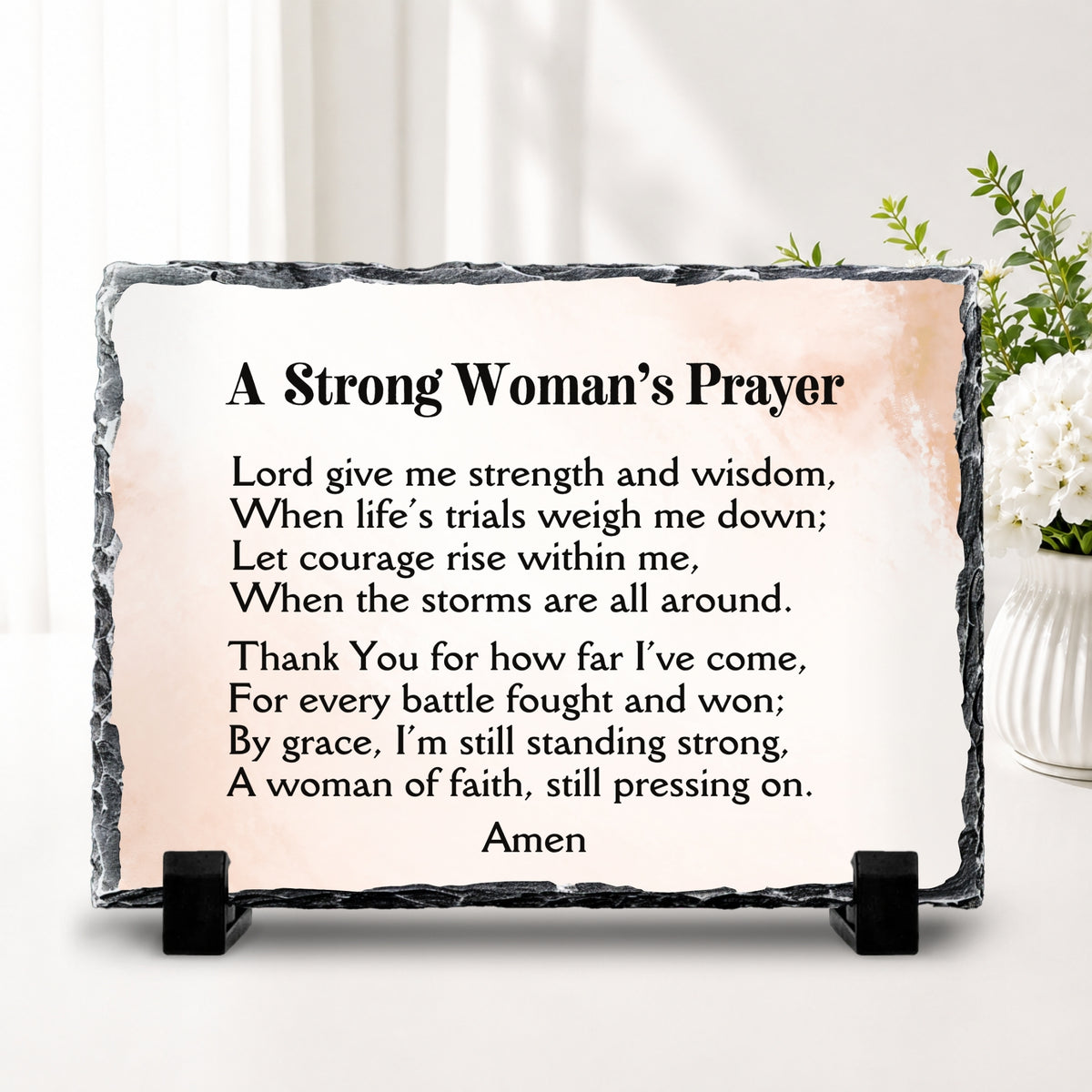 A Strong Woman’s Prayer Stone Plaque, Christian Encouragement Gift for Her