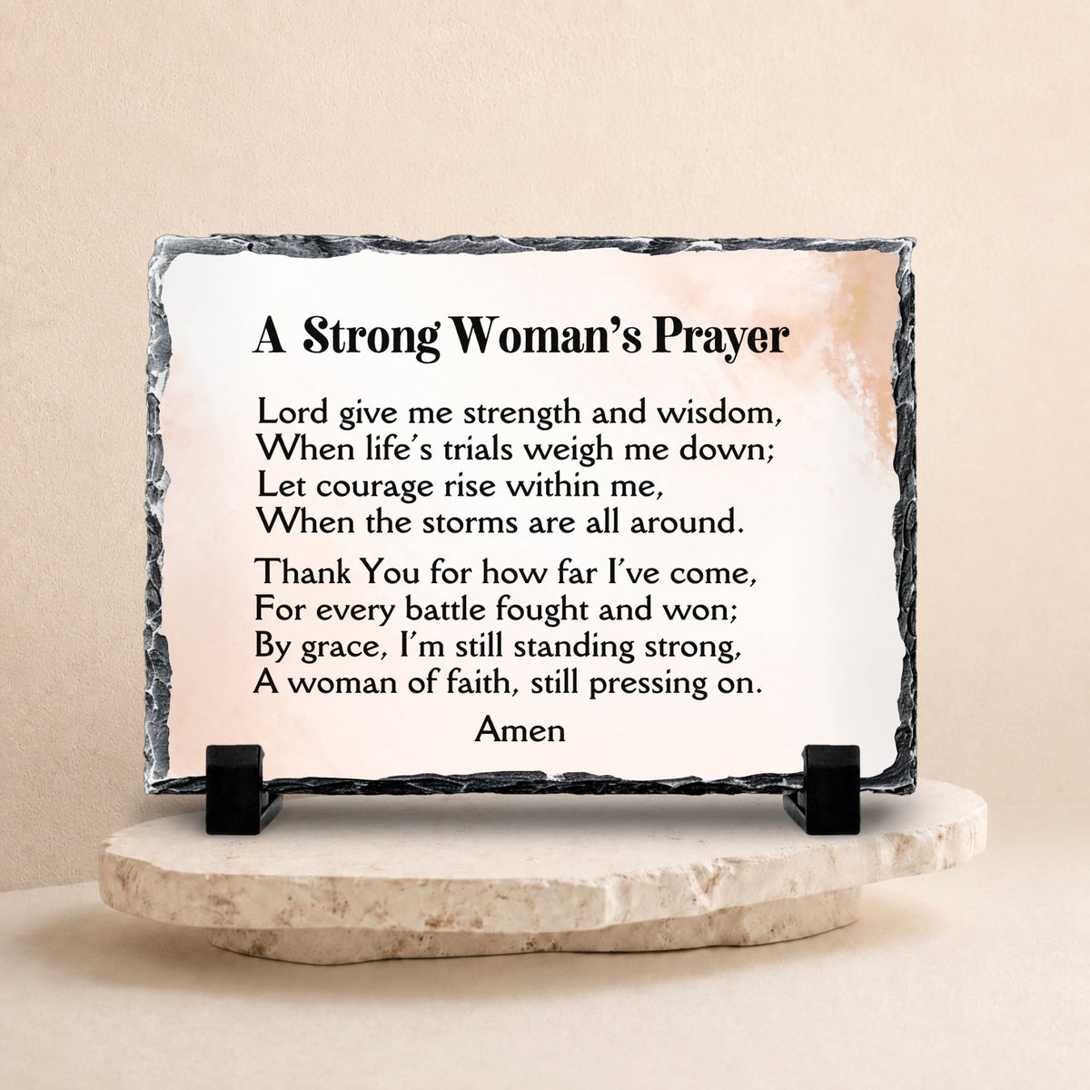 A Strong Woman’s Prayer Stone Plaque, Christian Encouragement Gift for Her