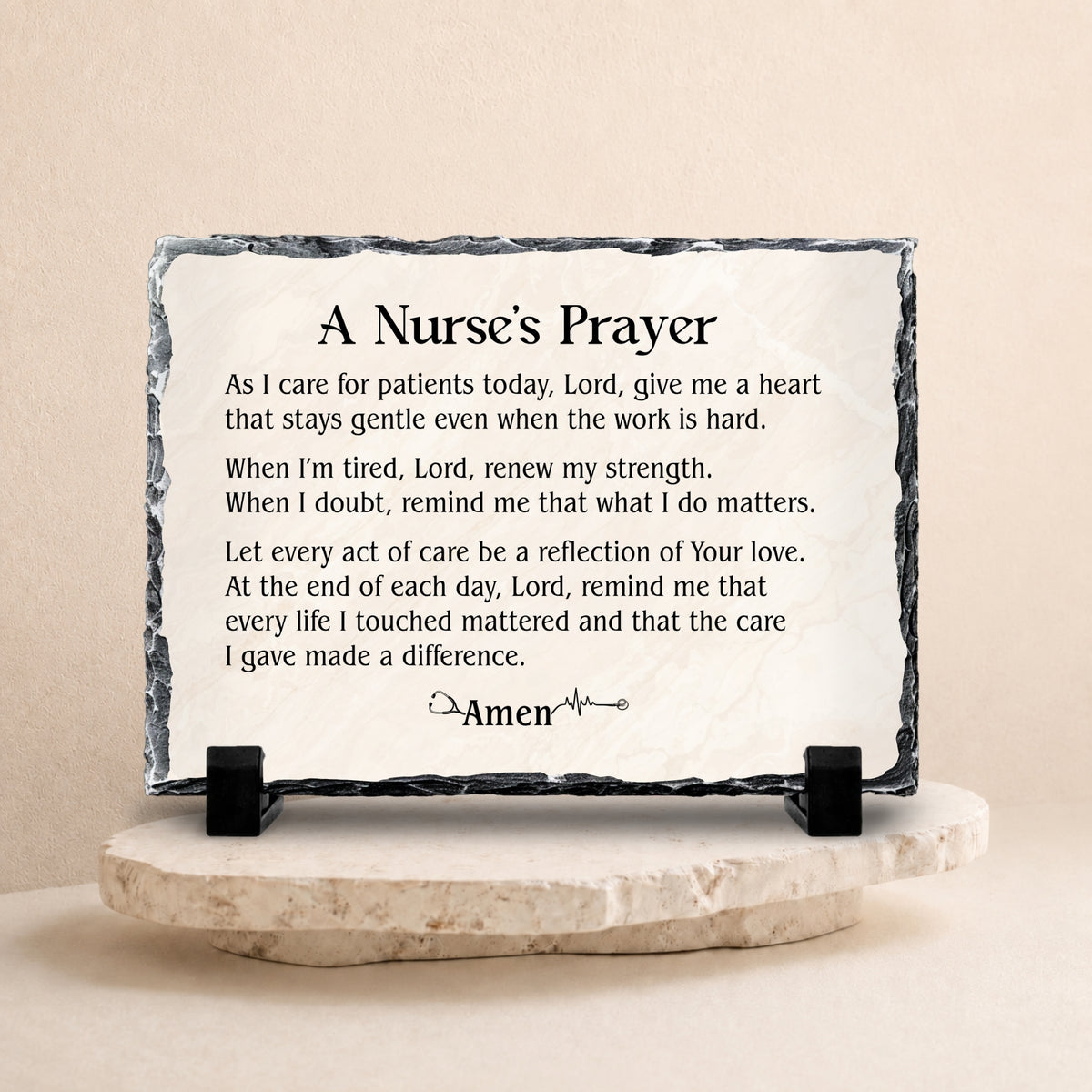 Nurses Week gift with encouraging prayer on stone slate