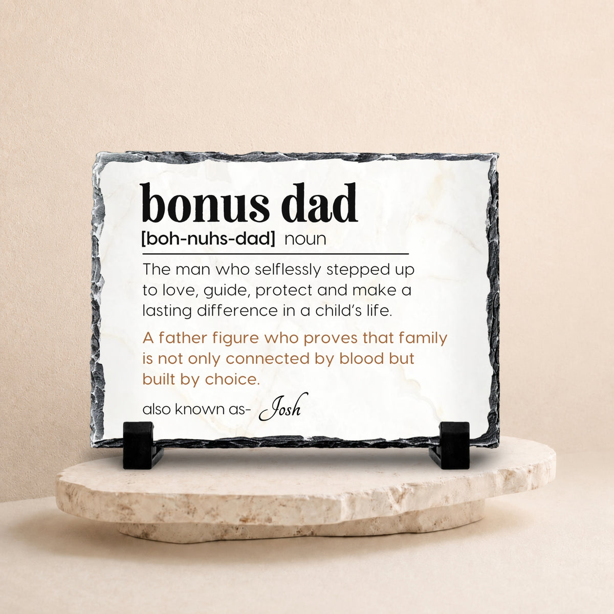 Personalized Bonus Dad Definition Stone Plaque, Meaningful Stepdad Gift