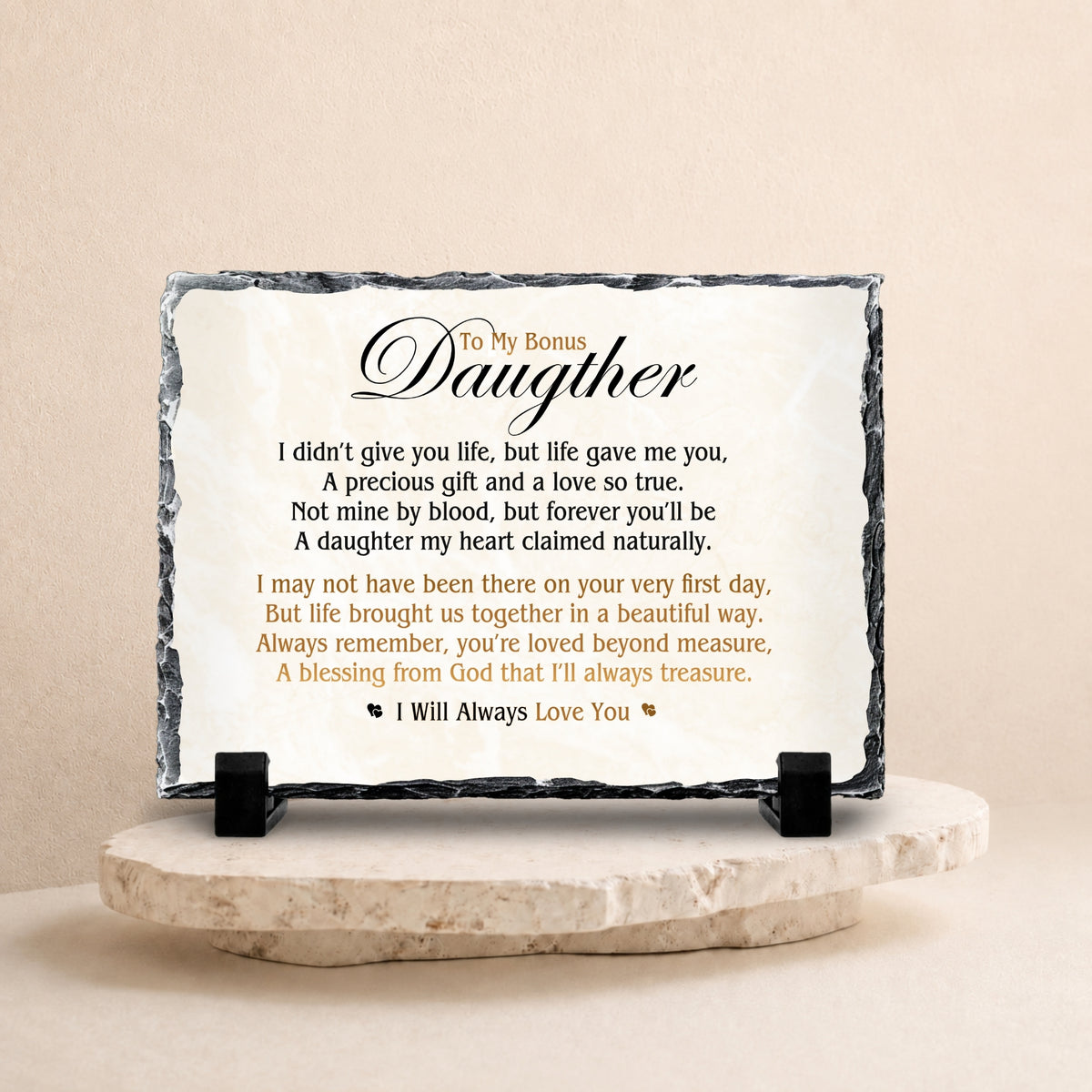 Heartfelt Bonus Daughter message plaque for blended family