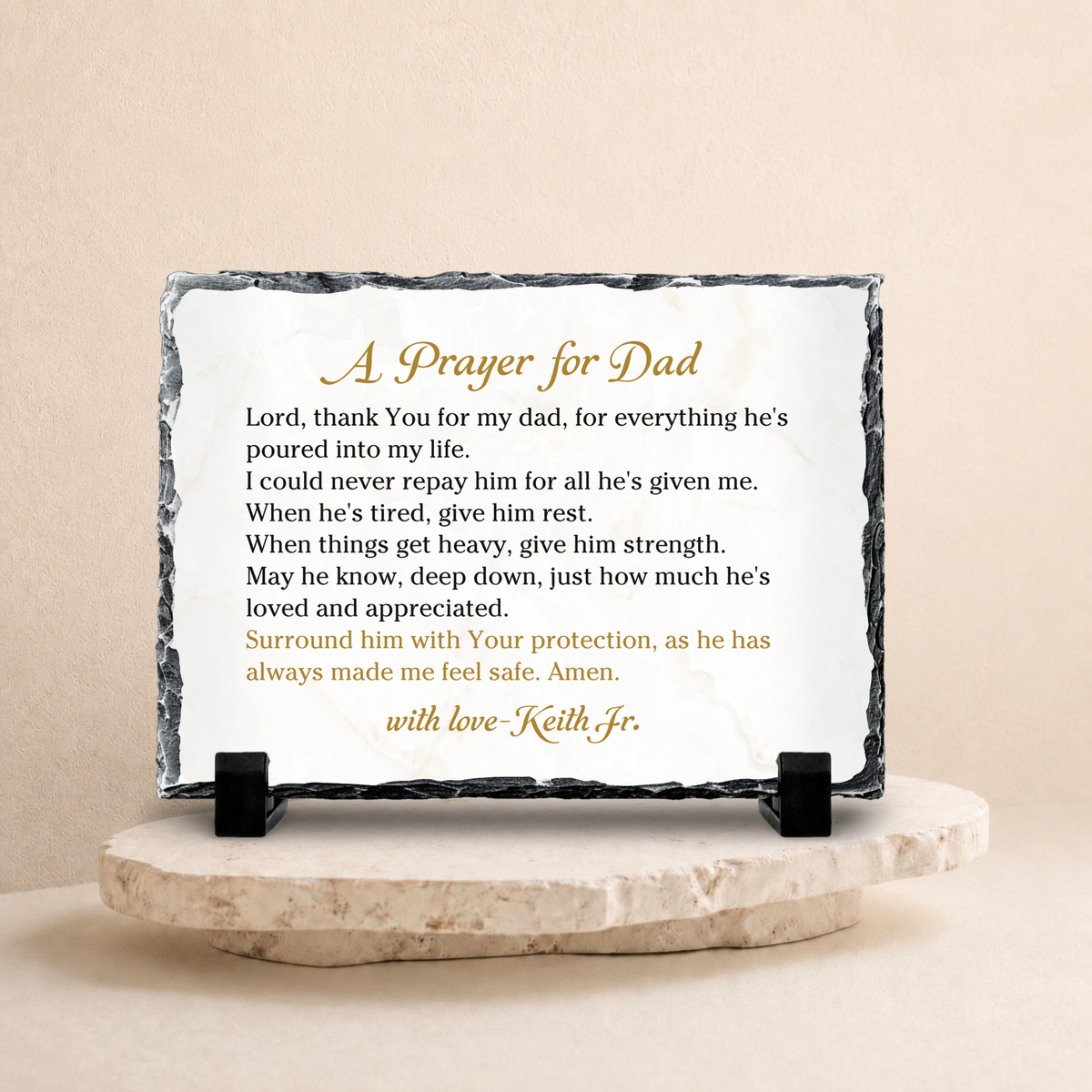Christian Father's Day gift personalized prayer stone plaque