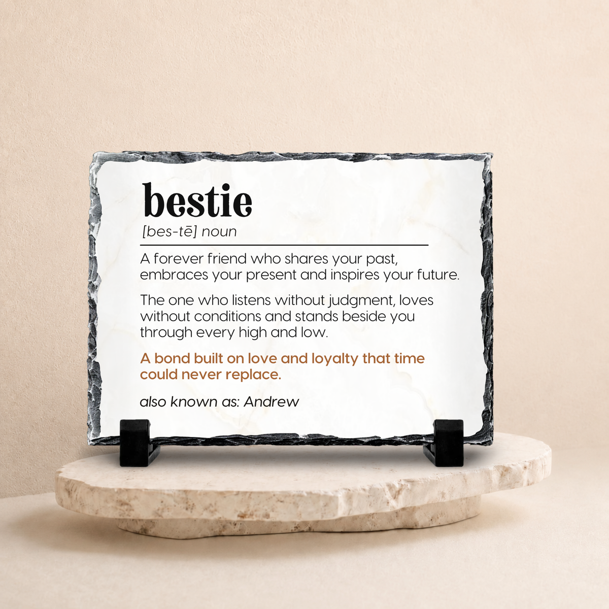 Bestie definition friendship keepsake on natural stone