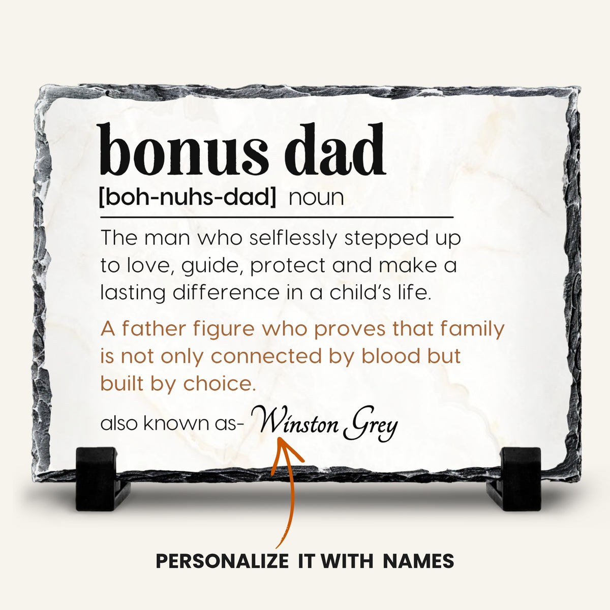 Personalized Bonus Dad Definition Stone Plaque, Meaningful Stepdad Gift