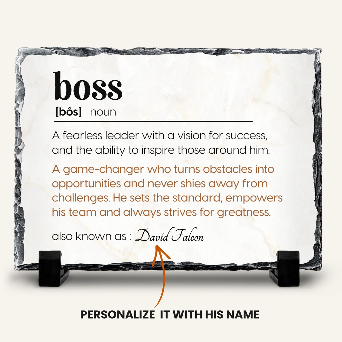 Boss Day personalized stone plaque for male leader