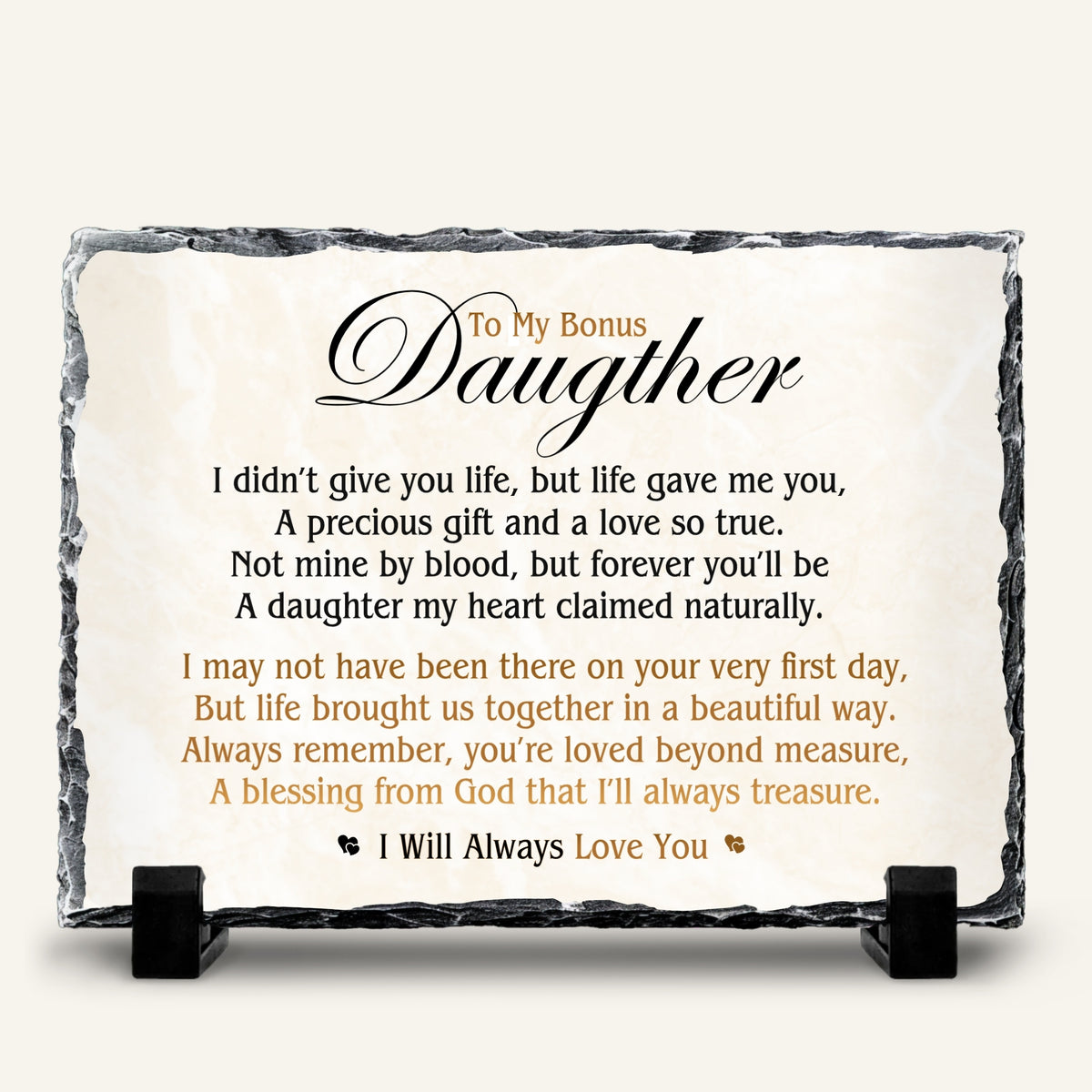 Bonus Daughter stone plaque meaningful gift for stepdaughter