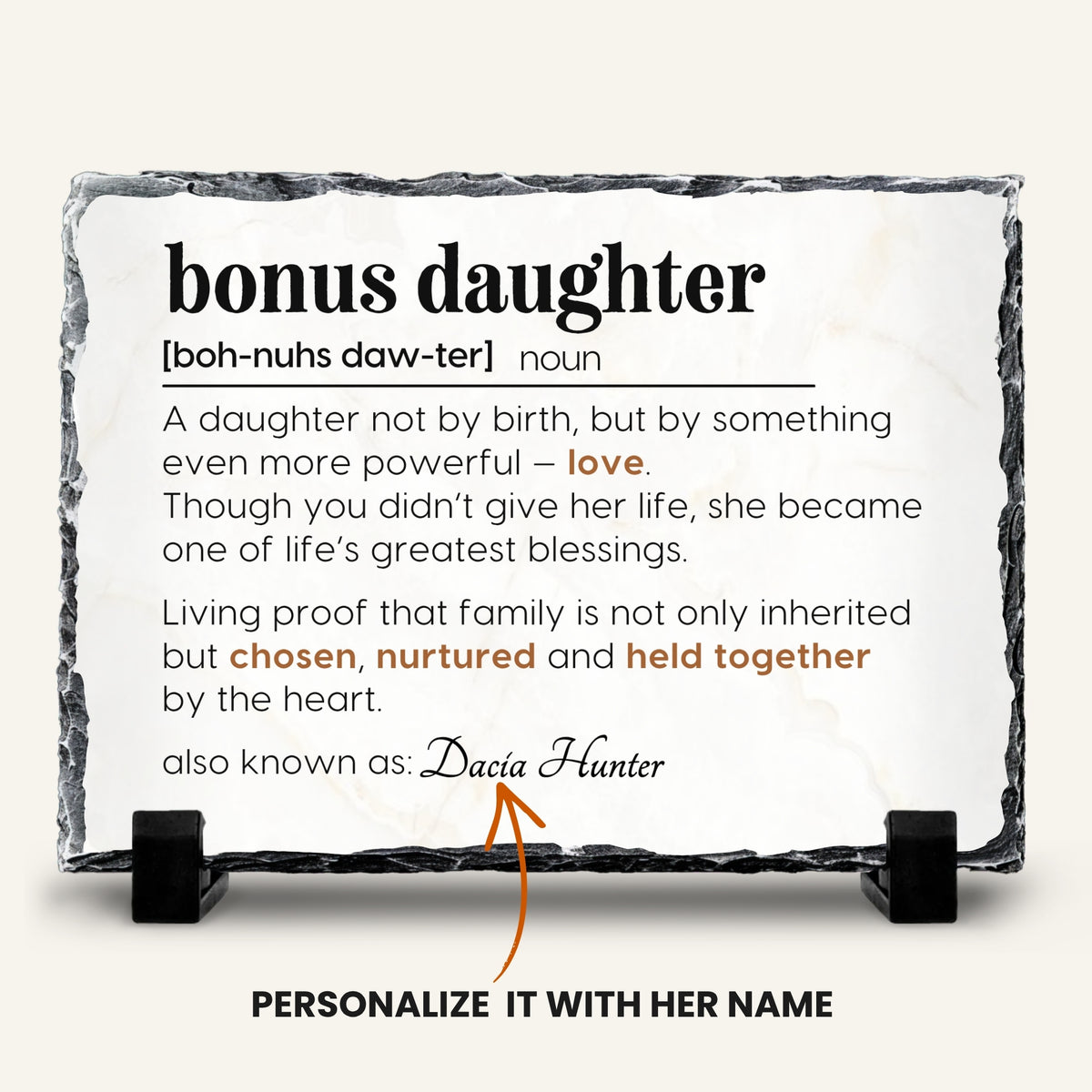 Bonus Daughter definition plaque personalized with her name