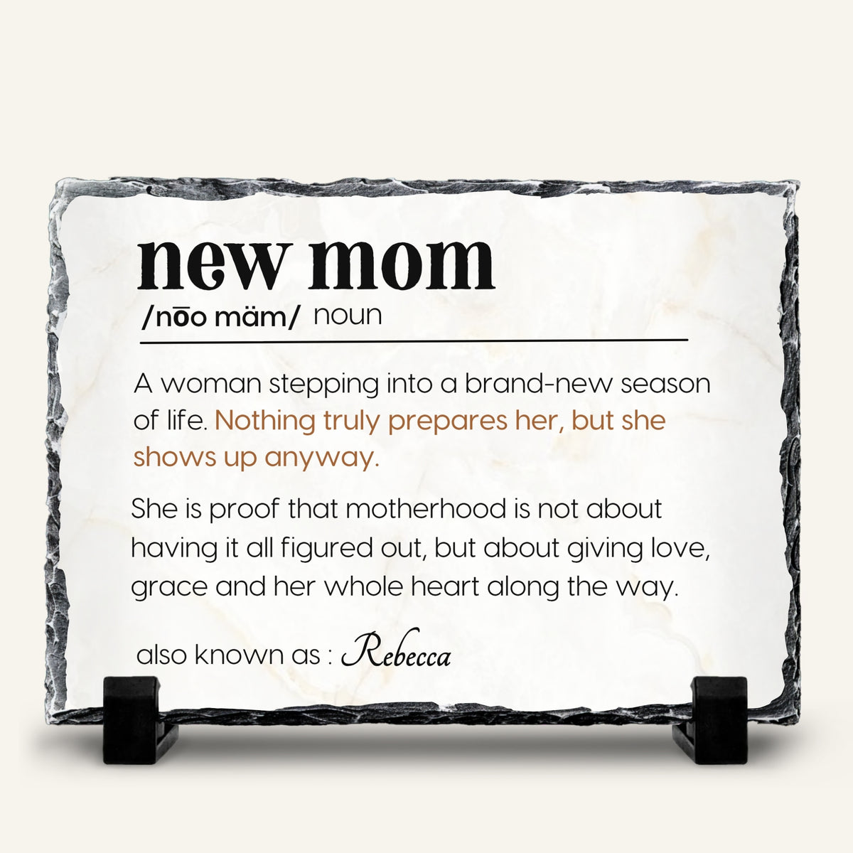 Personalized motherhood stone plaque for nursery or bedside display