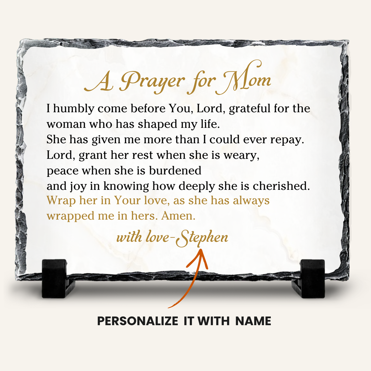 Personalized faith gift for mom on natural stone slate