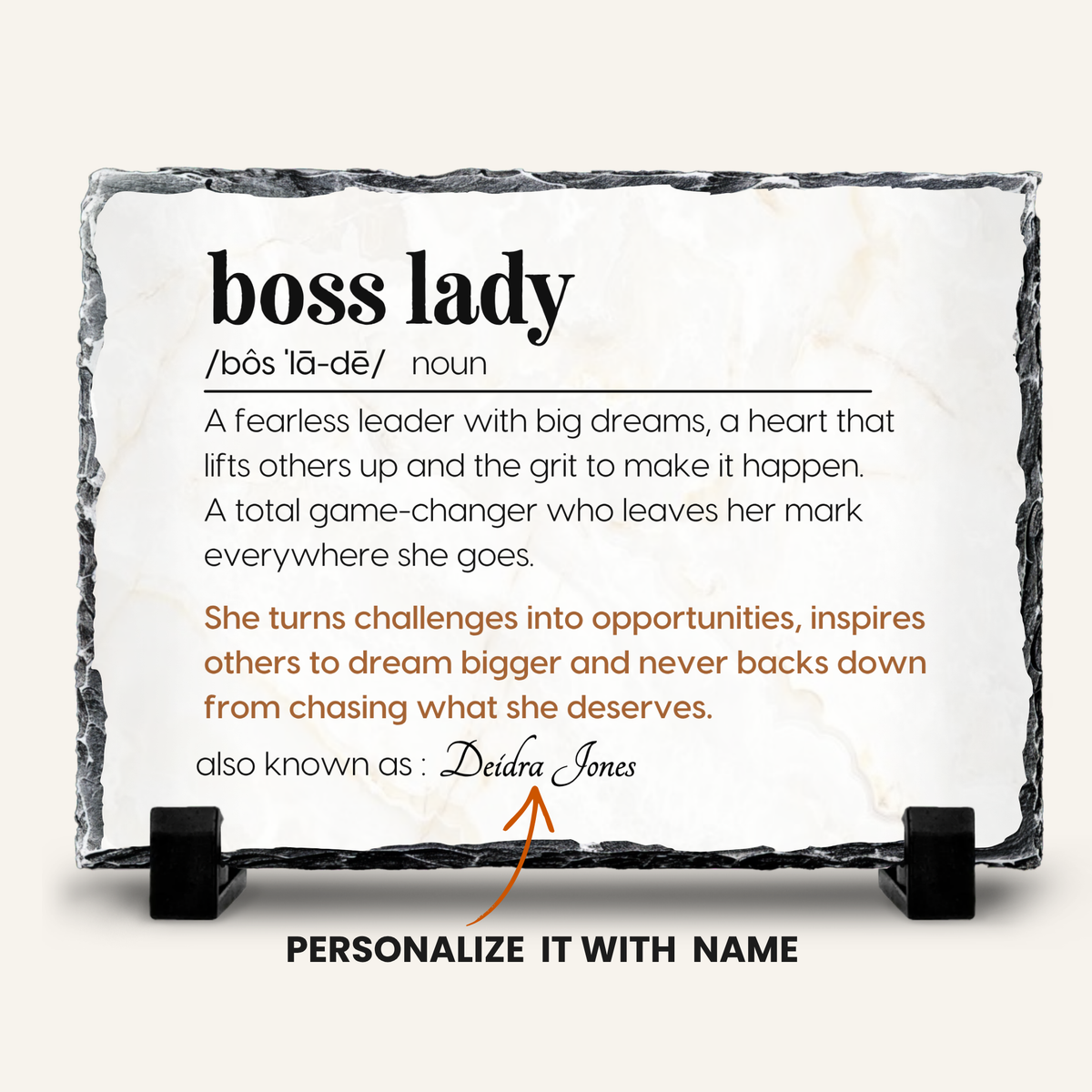 Stone slate Boss Lady gift for women in leadership
