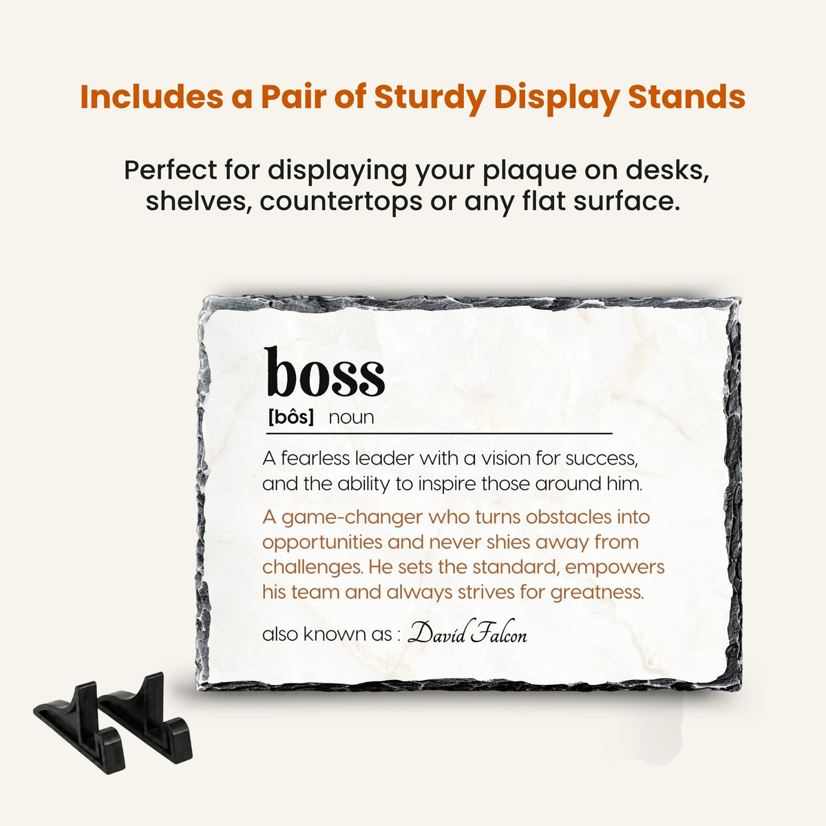 Meaningful boss appreciation gift on natural stone slate