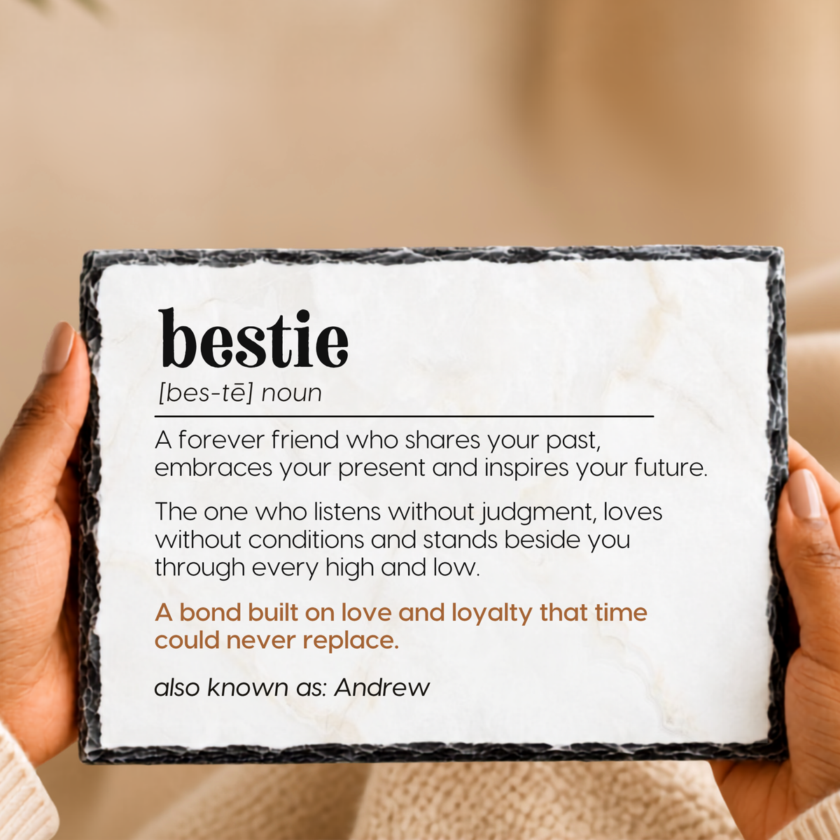 Bestie definition plaque celebrating meaningful friendship