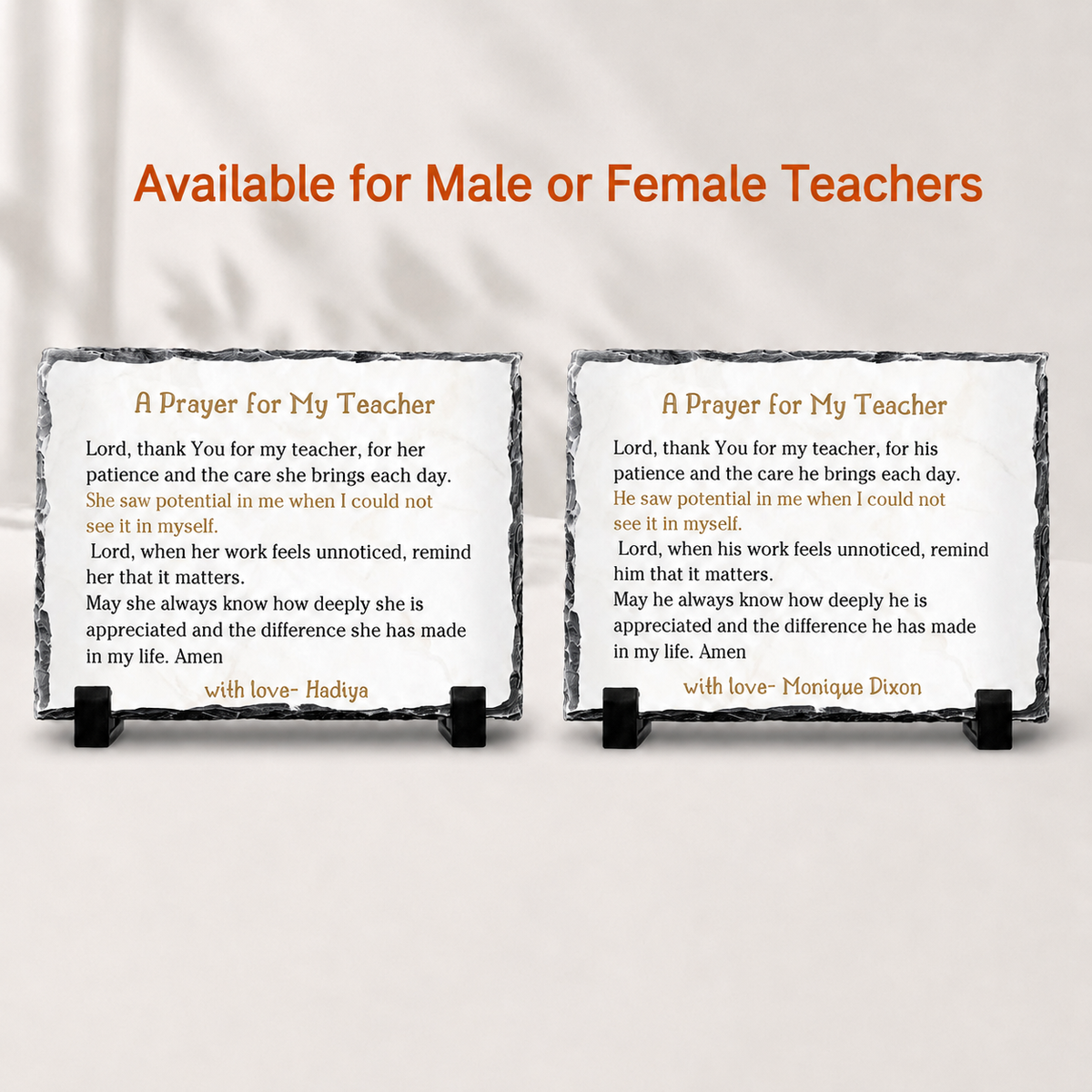Teacher prayer plaque available for male or female teacher