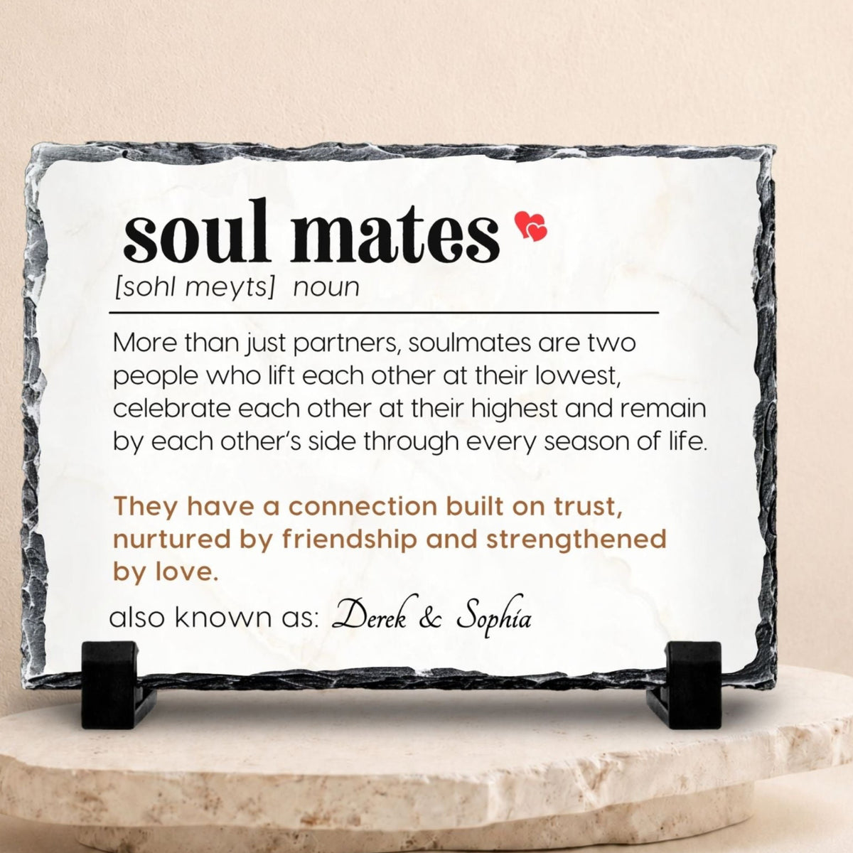 Soulmate definition plaque on natural stone slate