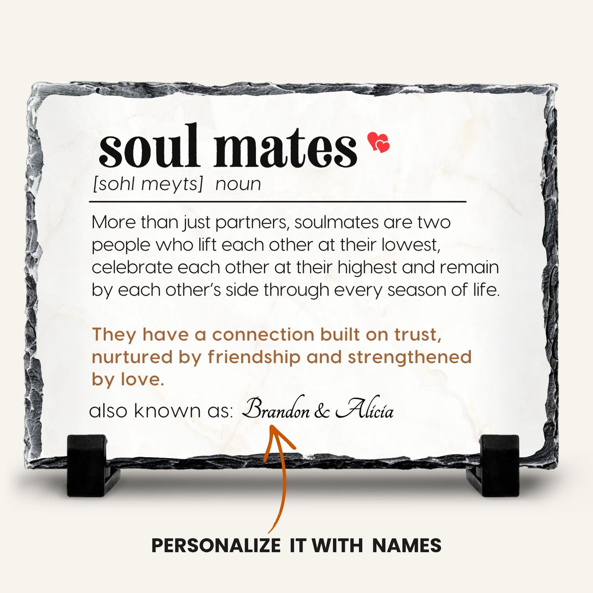 Romantic soulmate gift personalized with name for partner